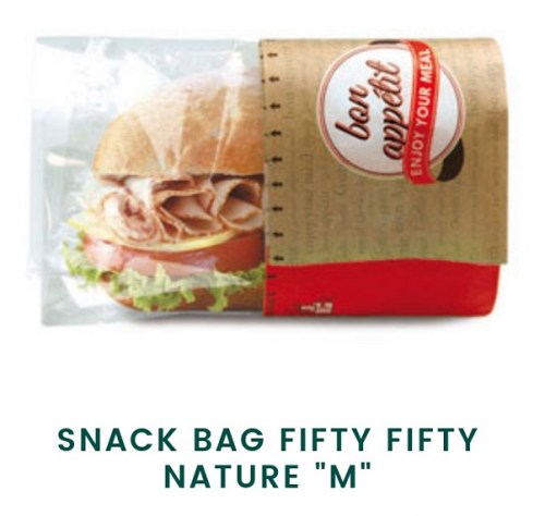 Snack Bag Fifty-Fifty Nature (Χάρτινη Συσκευασία Kraft σε Συνδυασμό με Διάφανο Φίλμ)